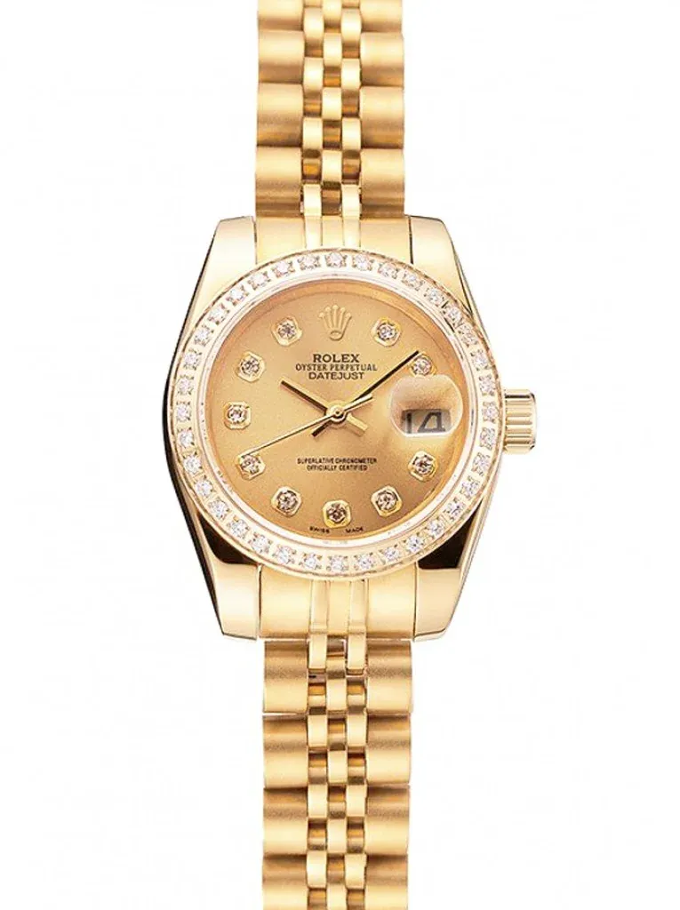 Super clone Rolex Datejust 28 mm para mujer esfera dorada