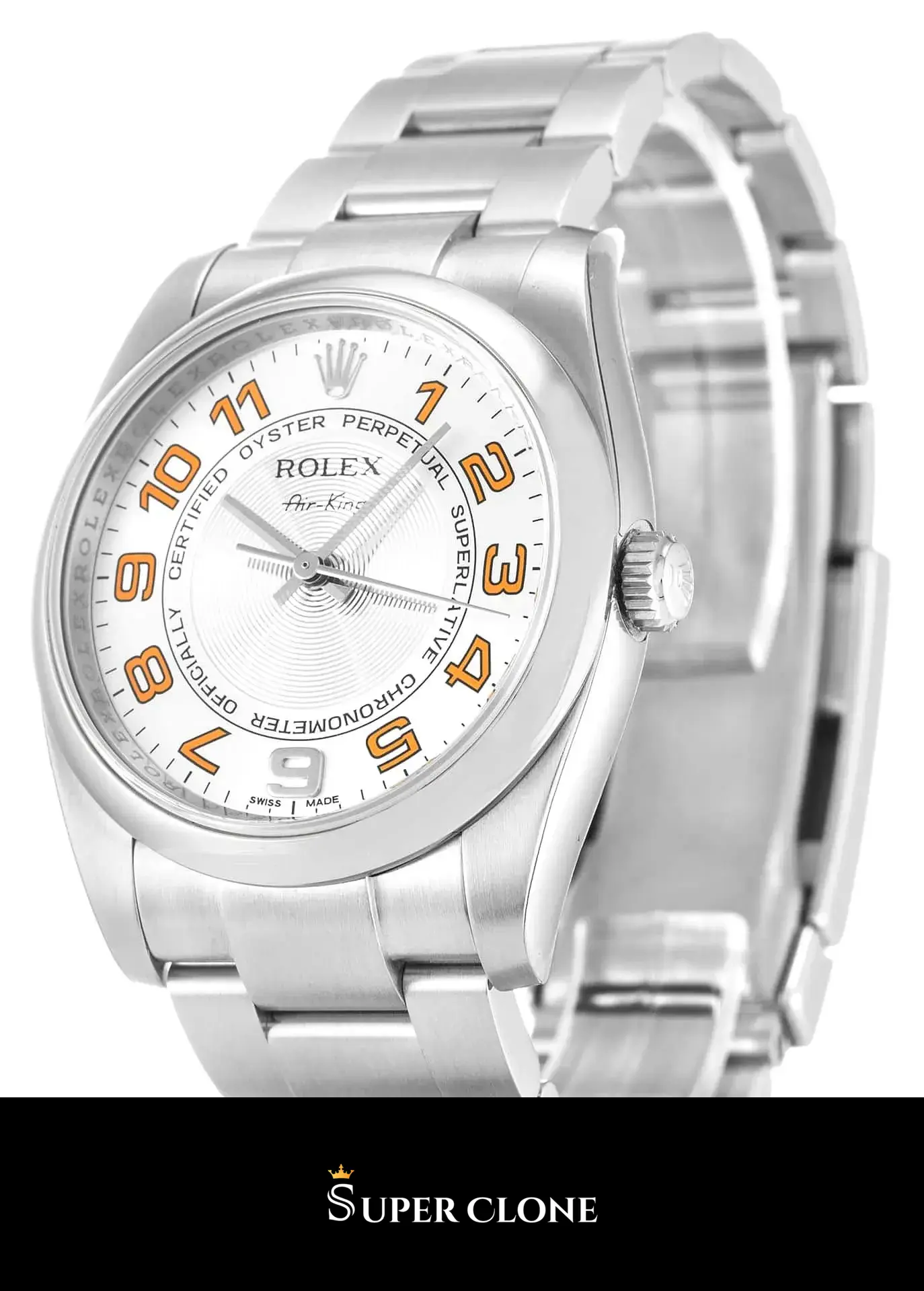 Rolex Air-King 114200 replica, perfil lateral de la caja
