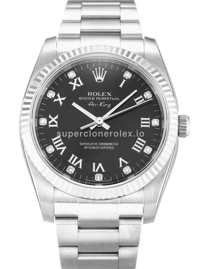 Rolex Air-King 114234 réplica Miyota esfera negro — vista frontal