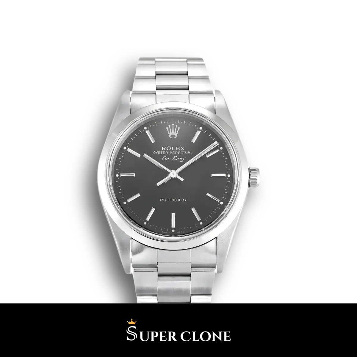 Rolex Air-King 14000 réplica Miyota esfera negro — vista frontal