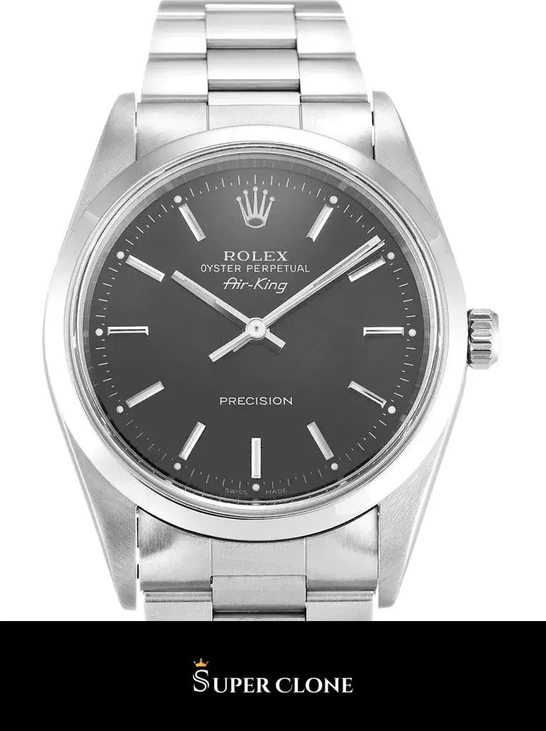Rolex Air-King 14000 replica, esfera negra, vista de detalle