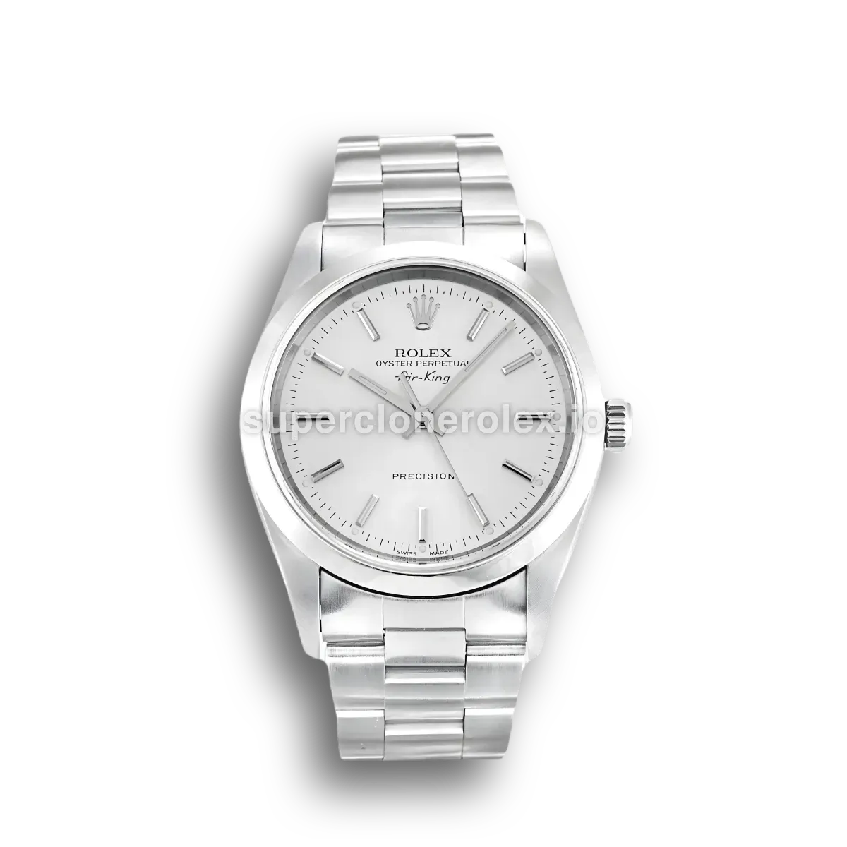 Rolex Air-King 14000M réplica esfera plata — vista frontal