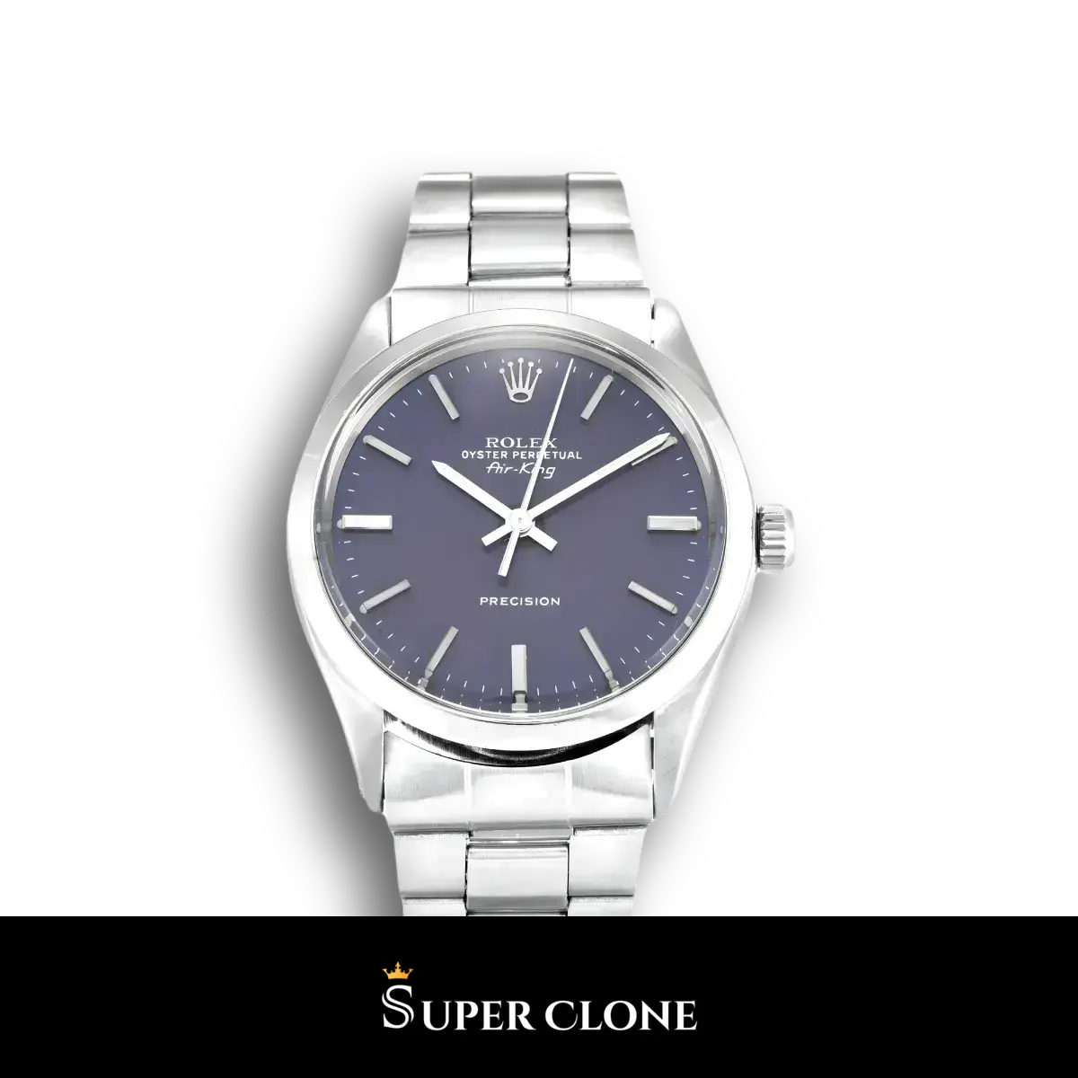 Rolex Air-King 5500 réplica Miyota esfera azul — vista frontal