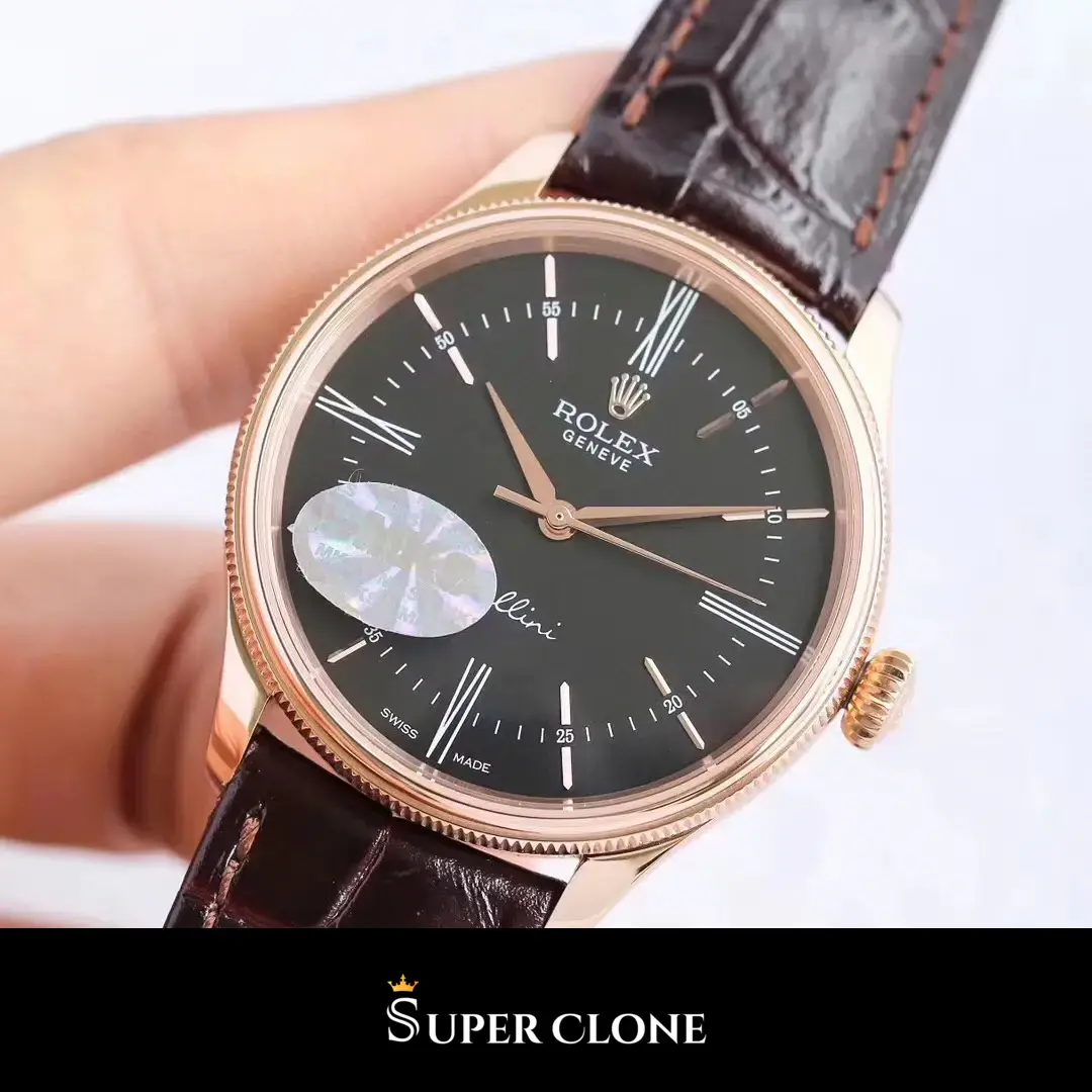 Rolex Cellini 50505 replica esfera negra, vista 5