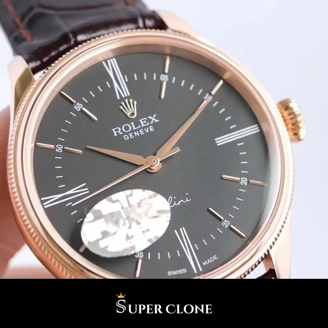 Rolex Cellini 50505 replica esfera negra, vista 9