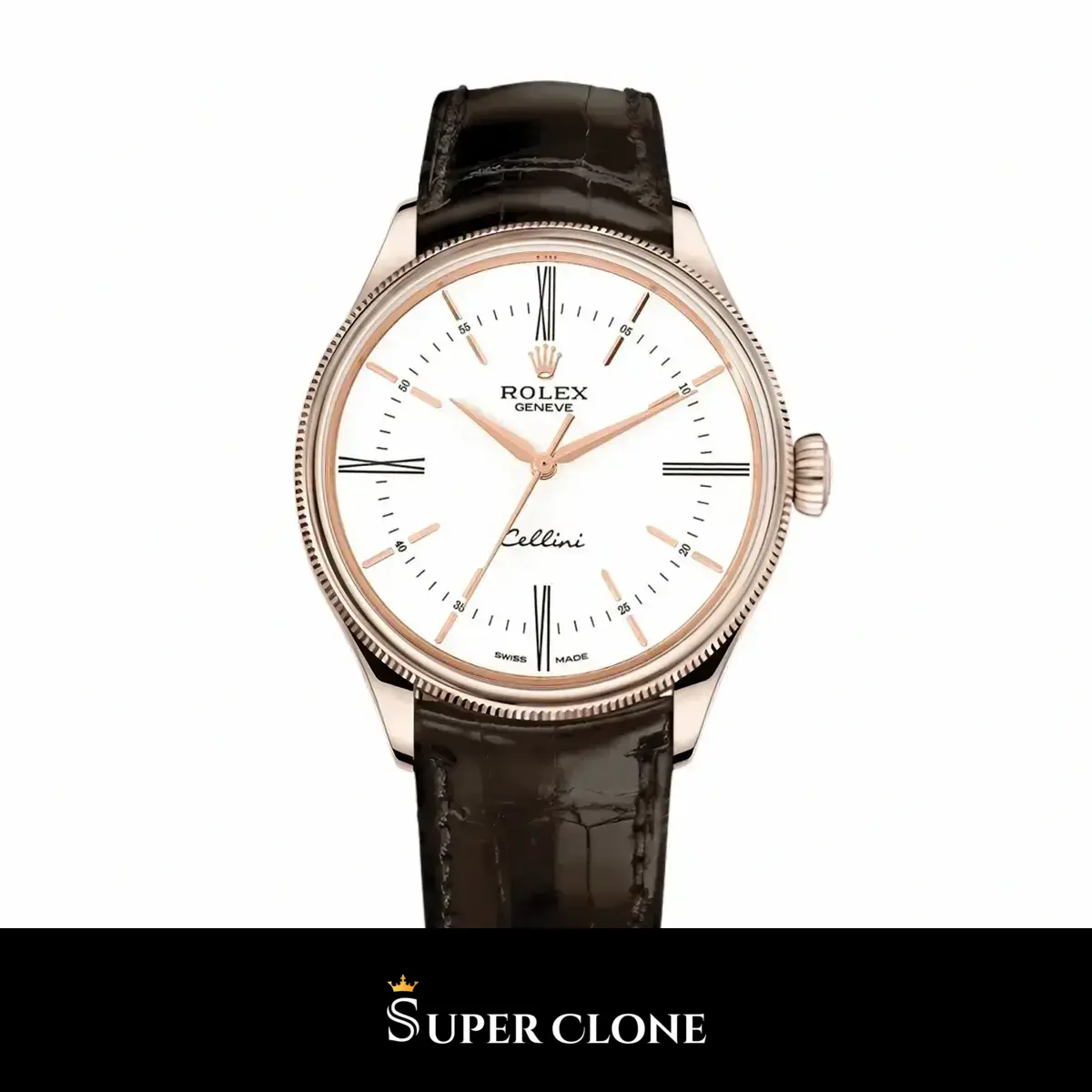 Rolex Cellini 50505 réplica esfera blanco — vista frontal