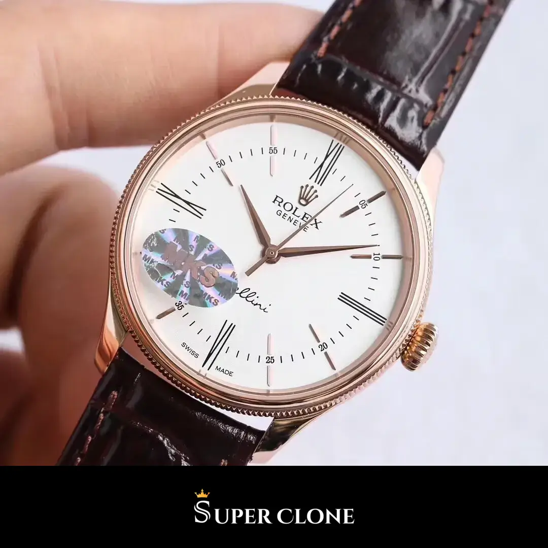 Rolex Cellini 50505 replica, esfera blanca, vista 3