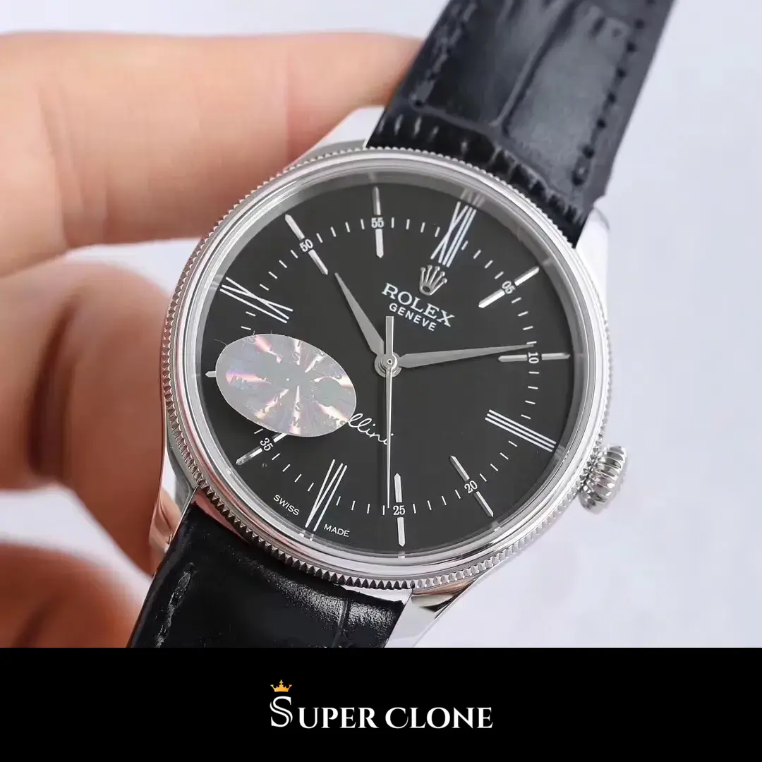 Rolex Cellini 50509 replica esfera negra, vista 4