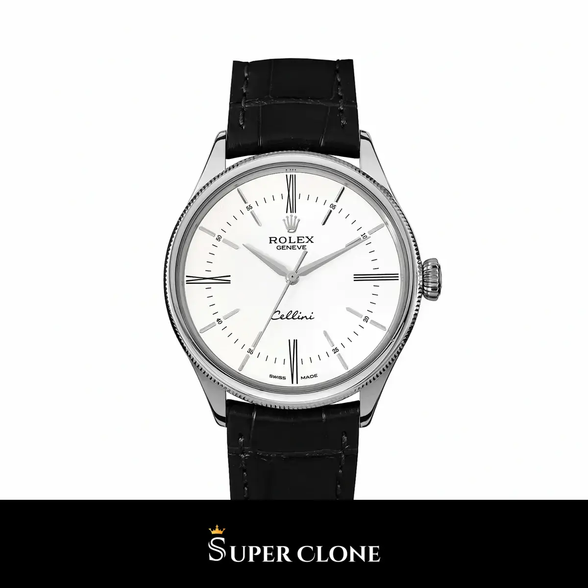 Rolex Cellini 50509 réplica esfera blanco — vista frontal