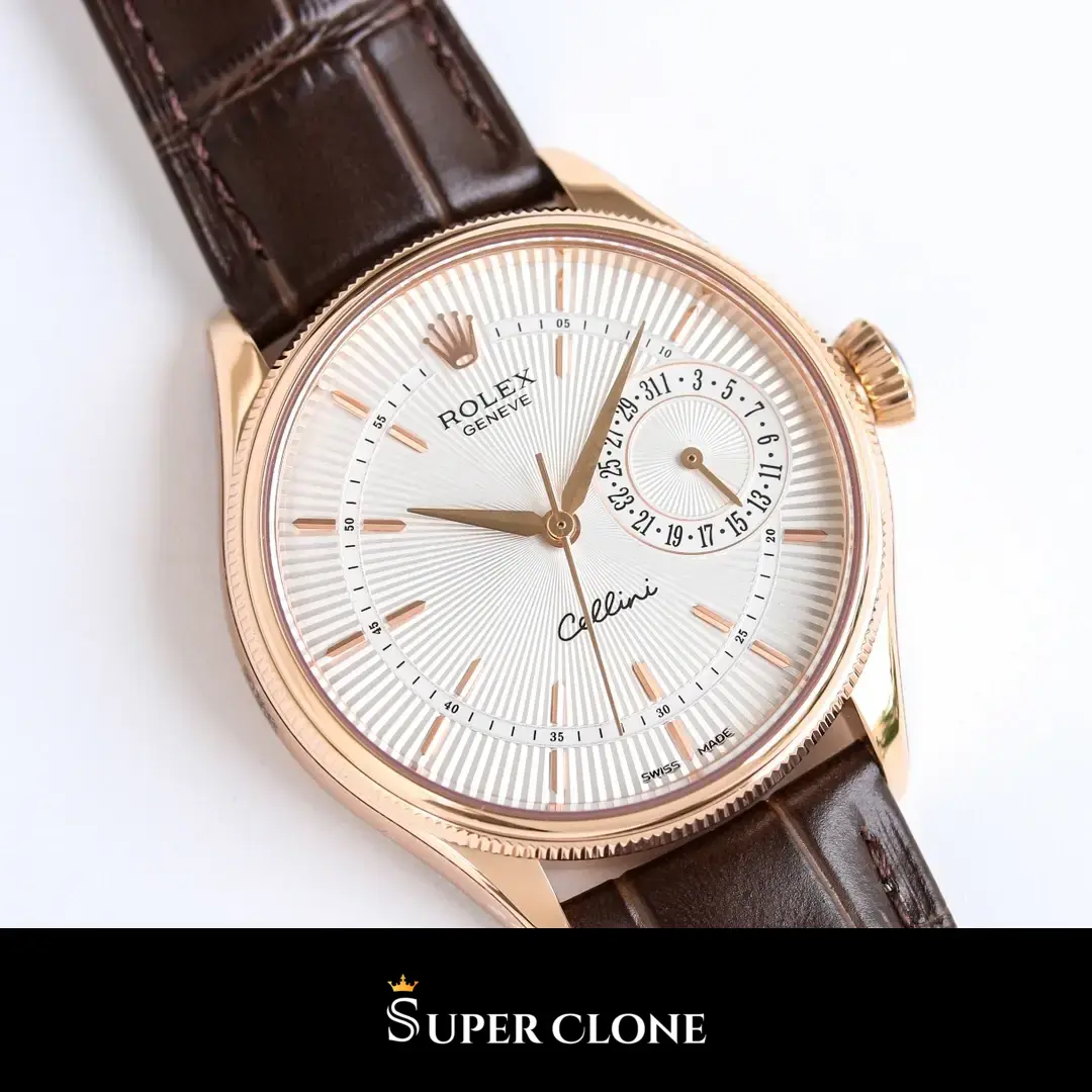 Rolex Cellini 50515 replica esfera blanca, perfil lateral de la caja