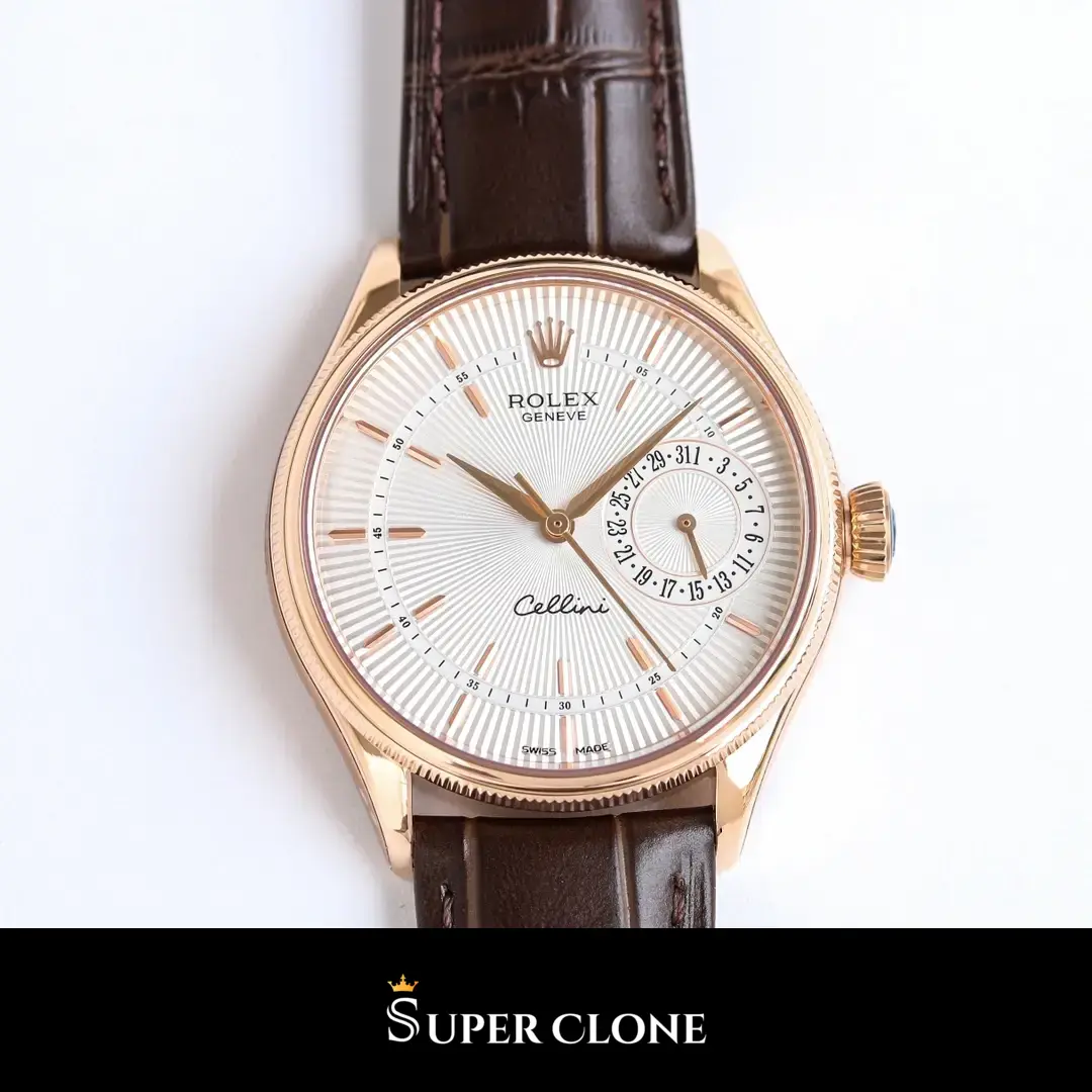 Rolex Cellini 50515 replica esfera blanca, detalle del bisel liso