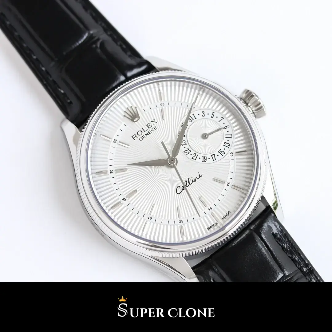 Rolex Cellini 50519 réplica, primer plano de la esfera blanca