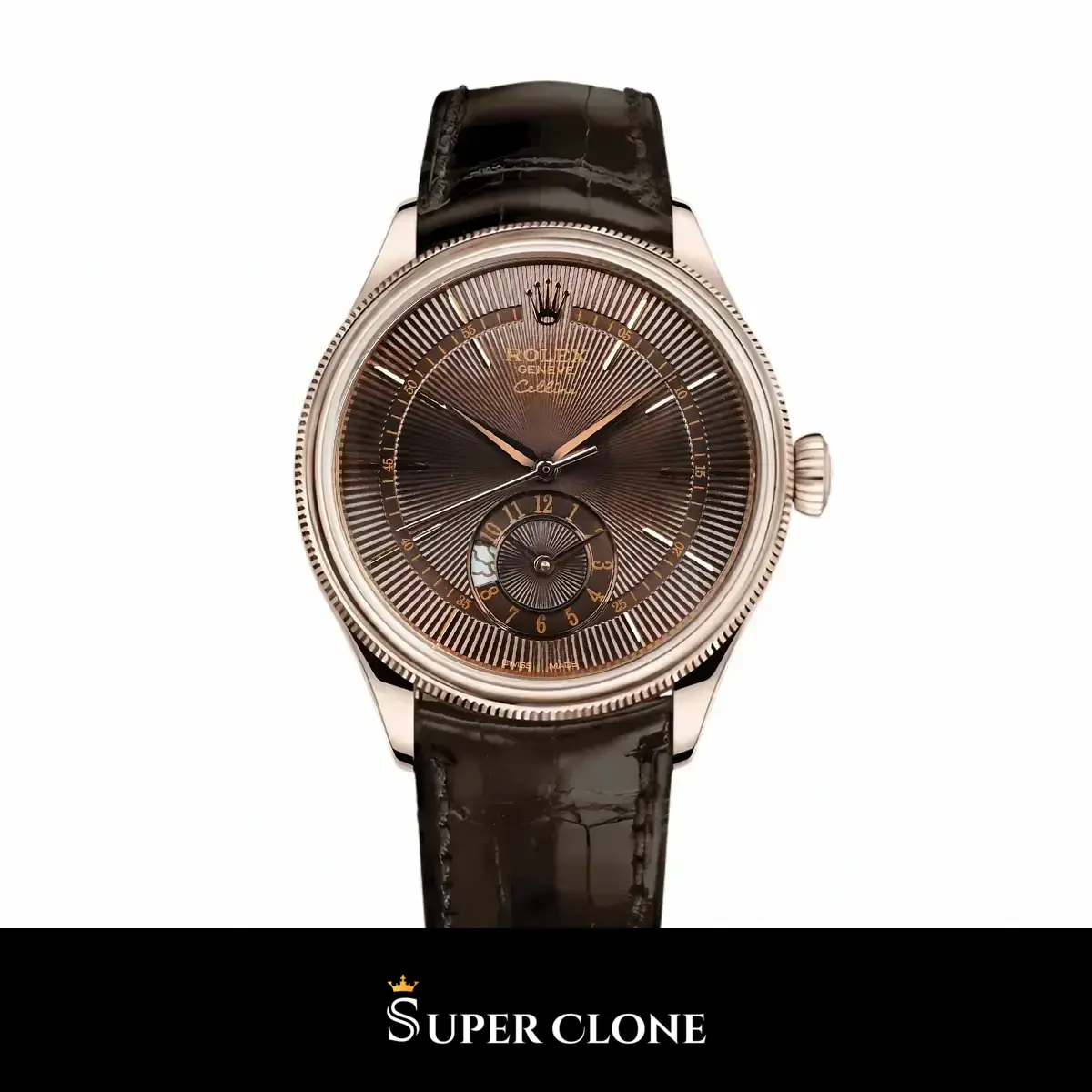 Rolex Cellini 50525 réplica Miyota esfera negro — vista frontal