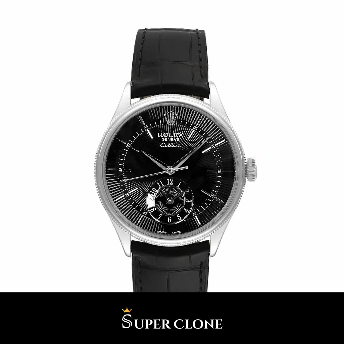Rolex Cellini 50529 réplica Miyota esfera negro — vista frontal