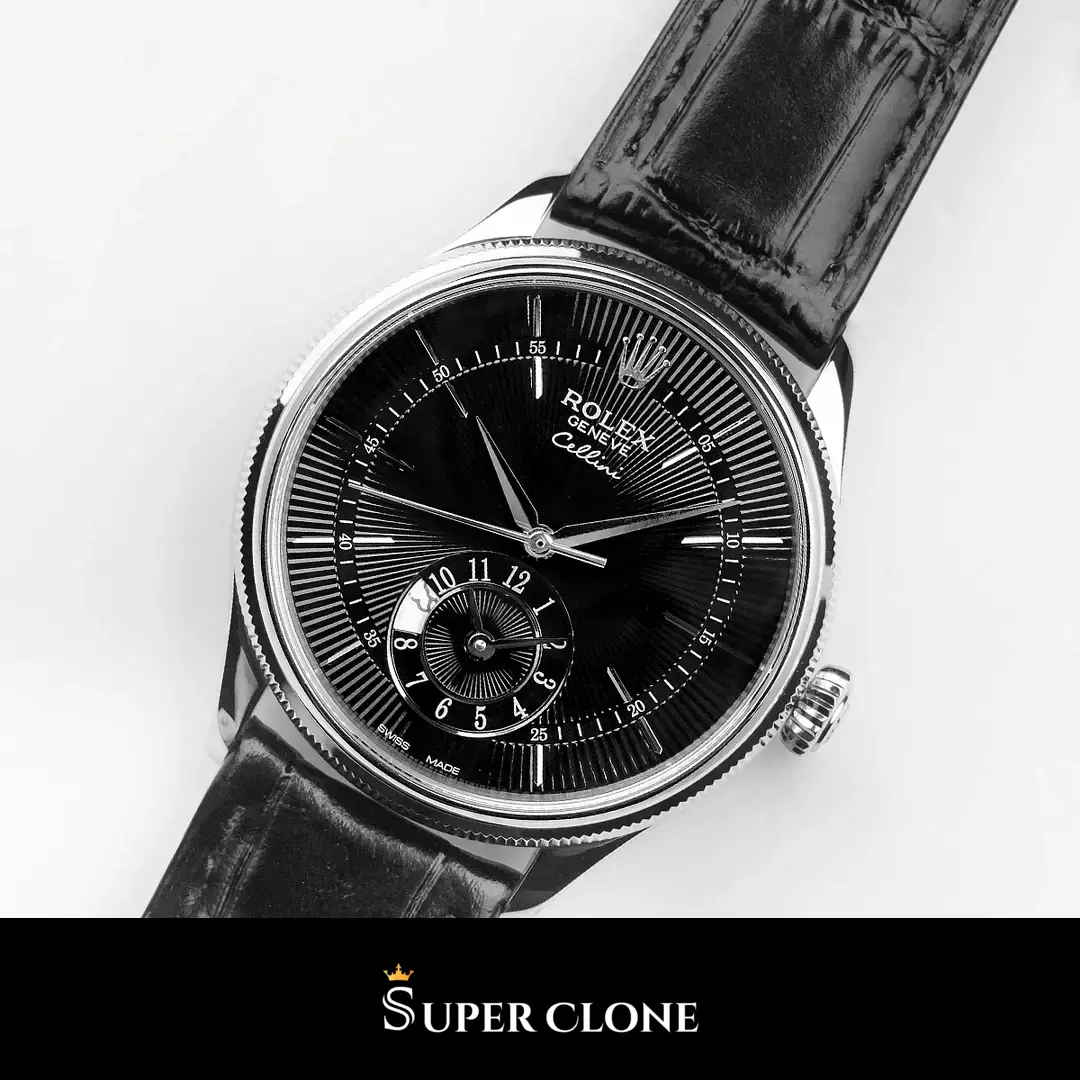 Rolex Cellini 50529 replica, detalle de la esfera negra