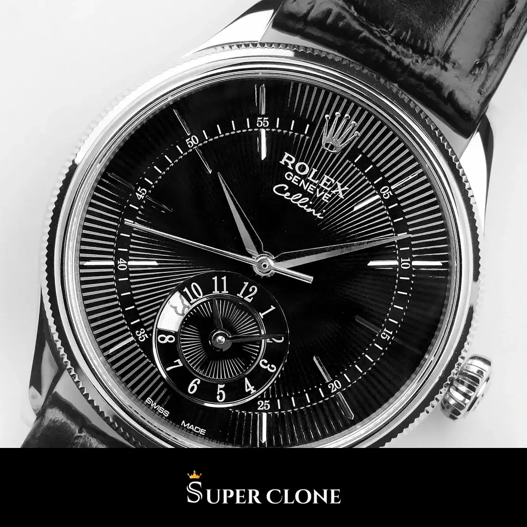 Rolex Cellini 50529 replica, segundero a las 6 en esfera negra
