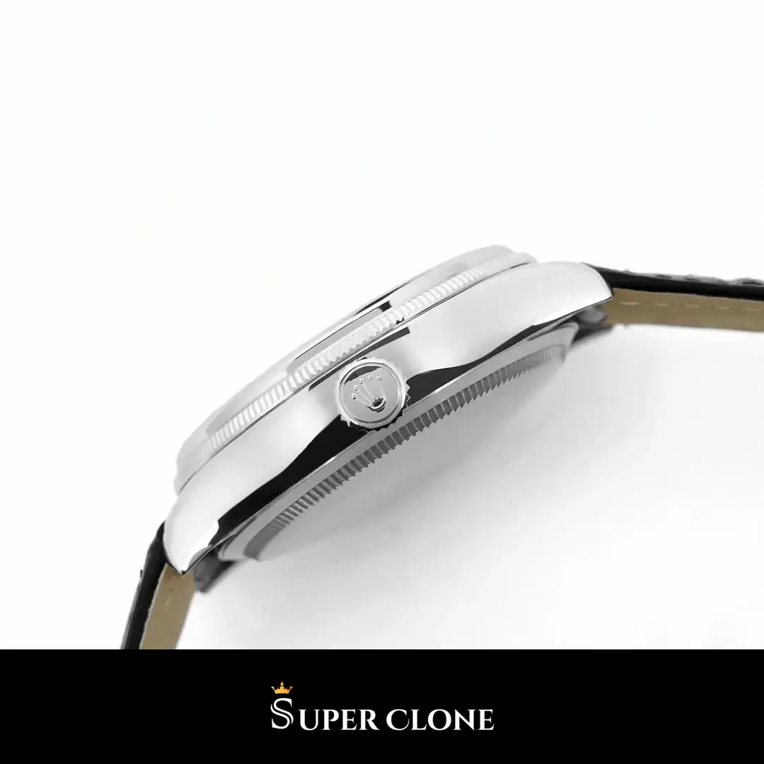 Rolex Cellini 50529 replica, correa de piel negra de cocodrilo