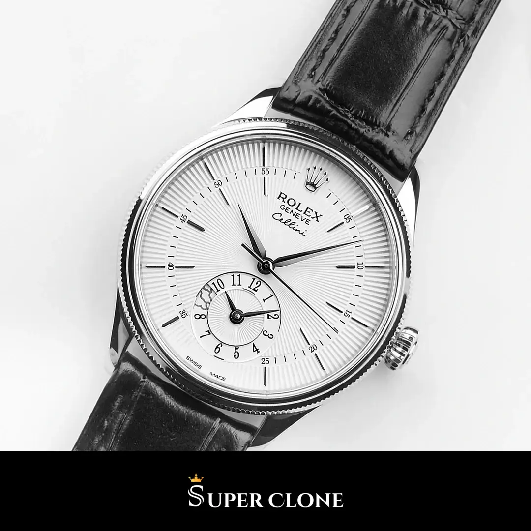 Rolex Cellini 50529 replica, detalle de la esfera plata lacada
