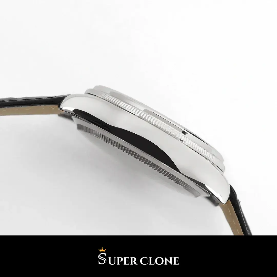 Rolex Cellini 50529 replica, bisel liso pulido, esfera plata