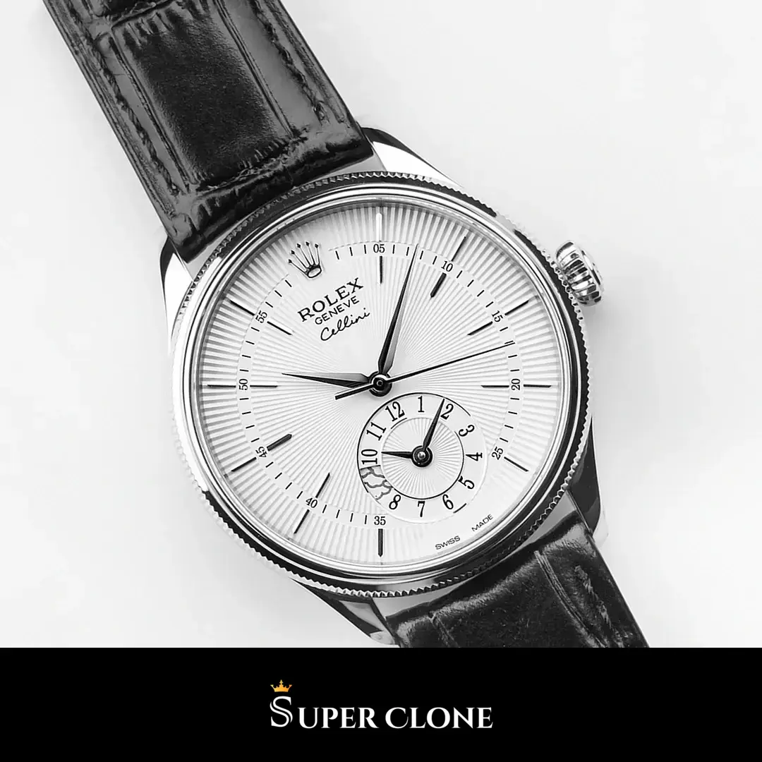 Rolex Cellini 50529 replica, caja en acero 904L, esfera plata