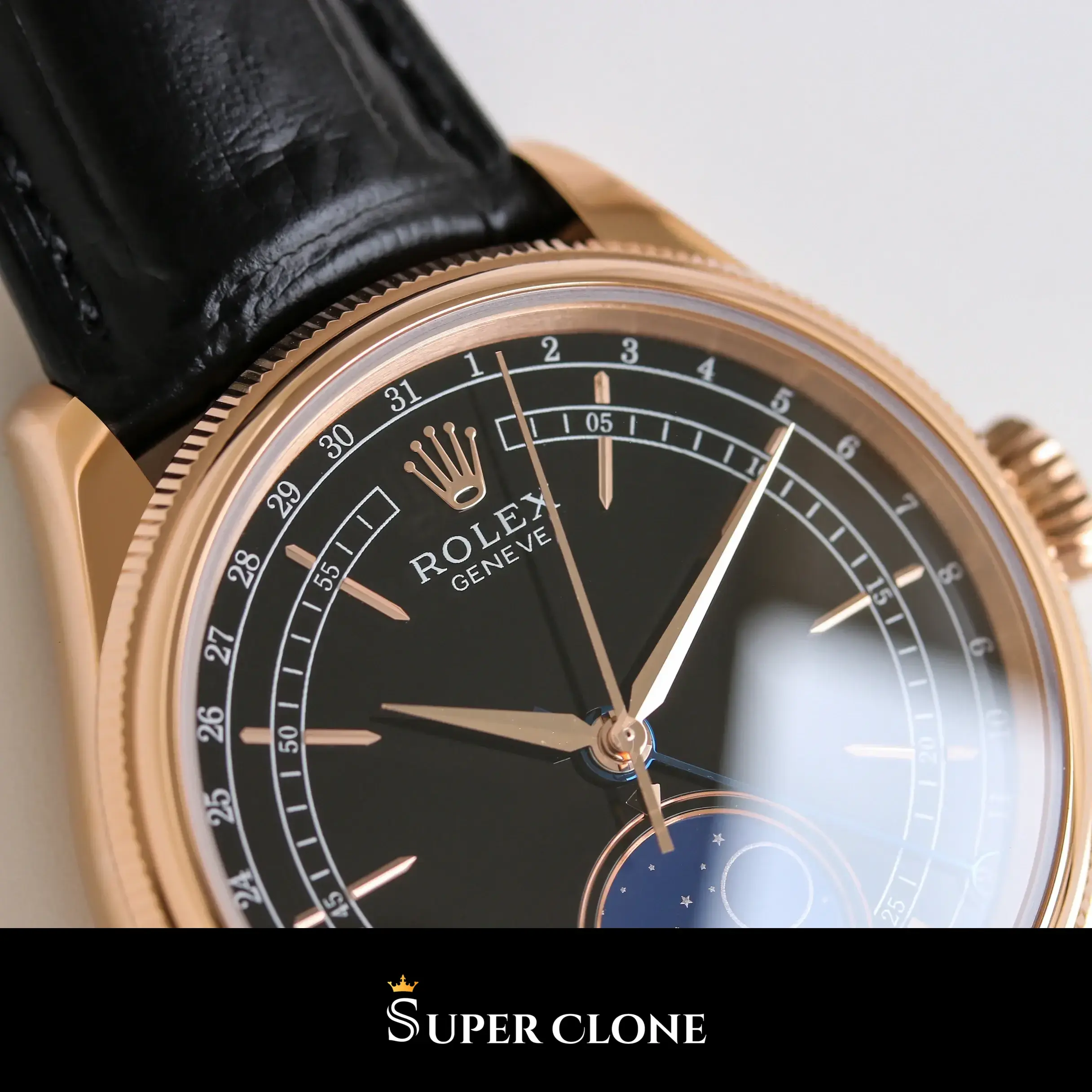 Rolex Cellini 50535 replica esfera negra, vista 4