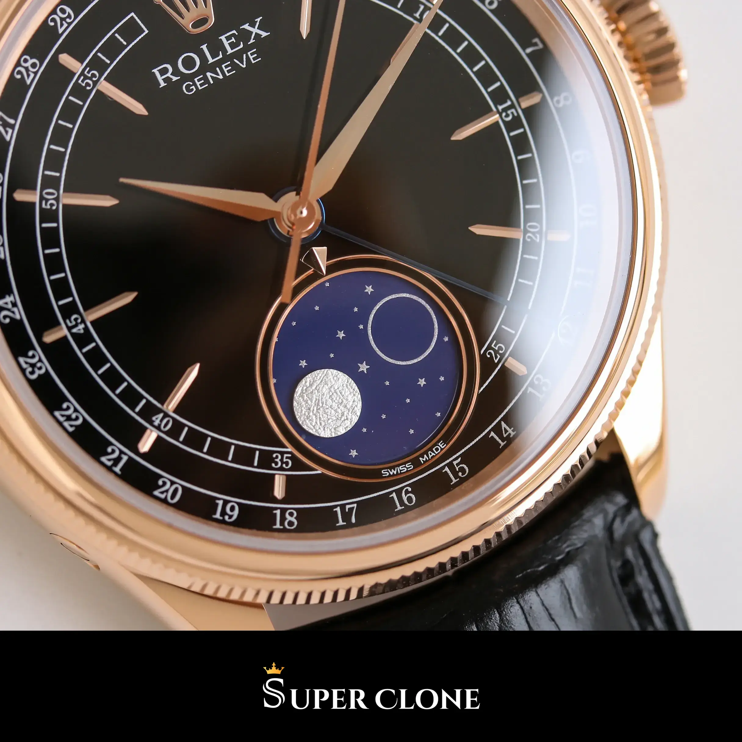 Rolex Cellini 50535 replica esfera negra, vista 6