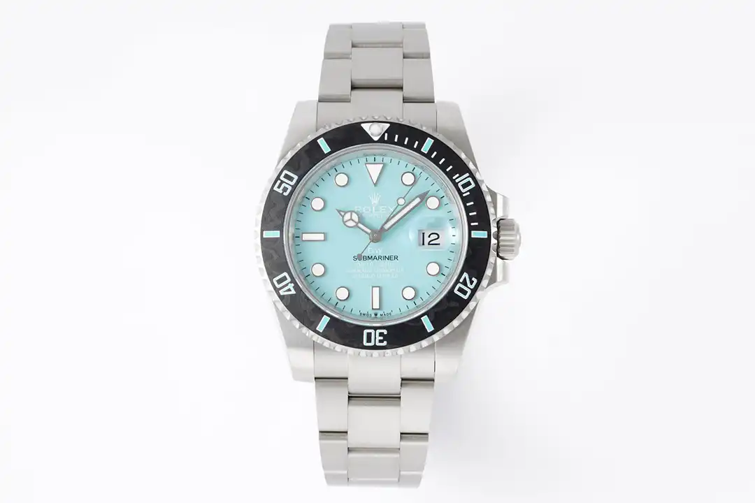 Rolex Submariner Parakeet 116610LN, detalle de esfera, laca turquesa replica