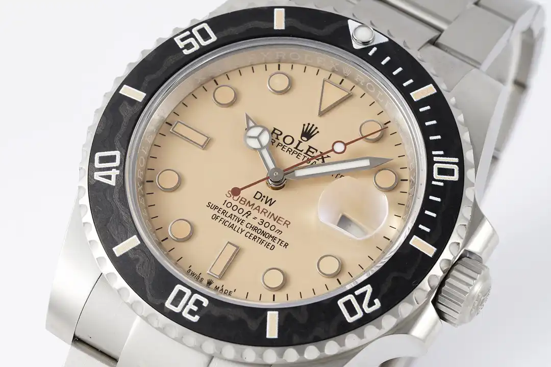 Rolex Submariner Parakeet 116610LN replica, bisel en detalle, cerámica negra
