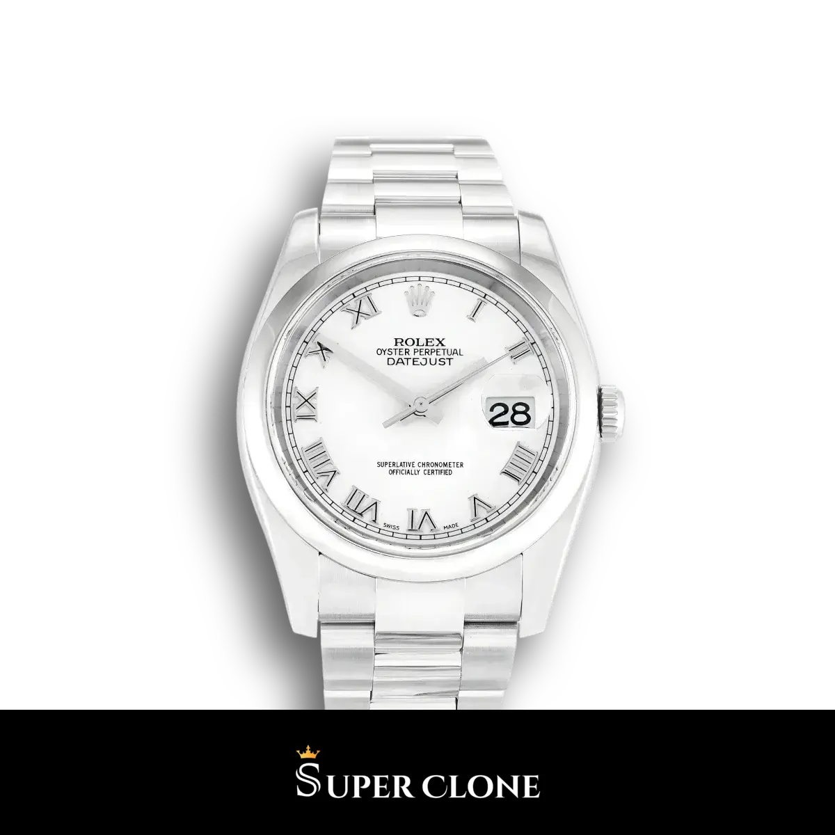Datejust 116200 réplica automática japonesa esfera blanco — vista frontal