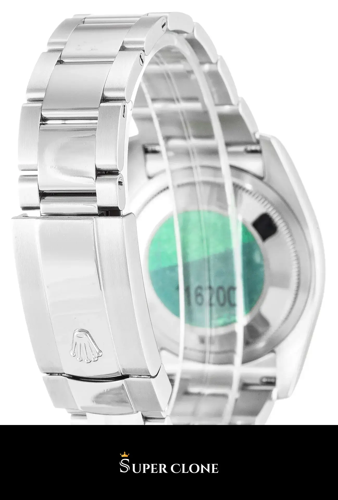Rolex Datejust 116200 replica, esfera blanca, perfil lateral