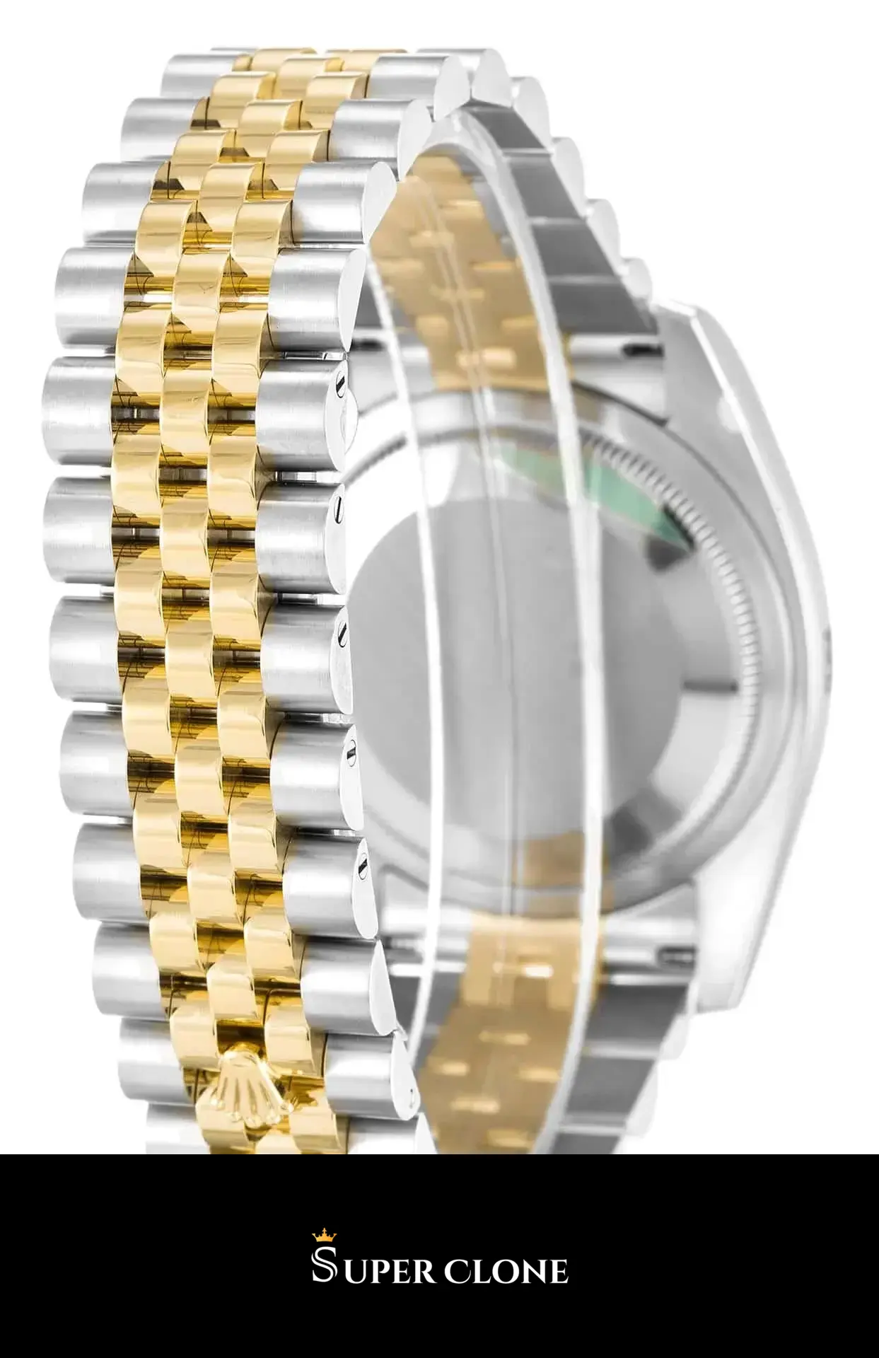 Rolex Datejust 116233 replica, detalle del brazalete Jubilee bicolor