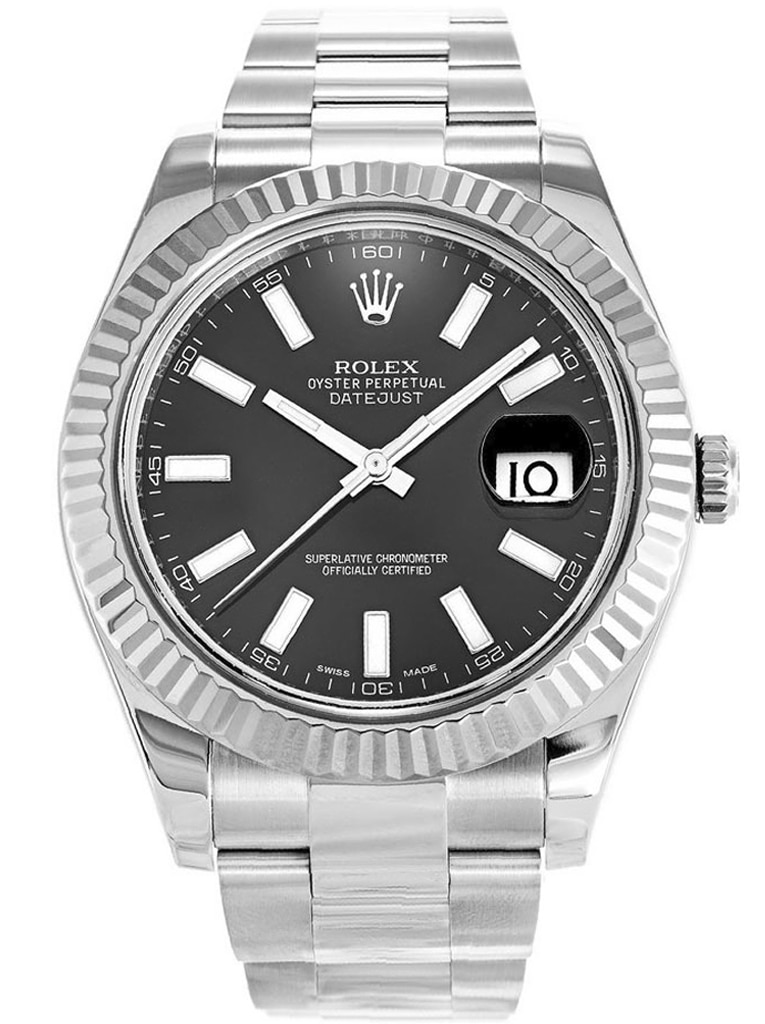 Datejust 116334 replica 41mm, esfera en primer plano, negro