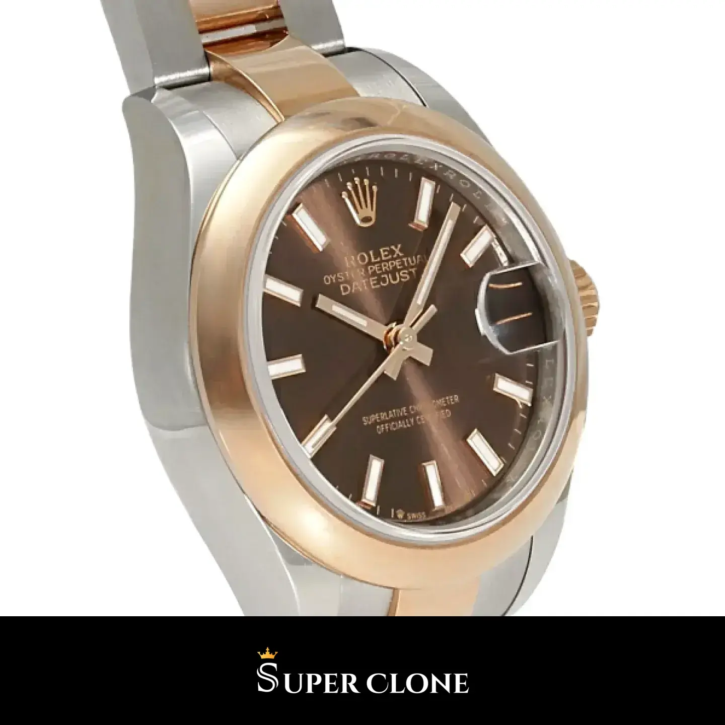 Rolex Datejust 126201 replica, esfera chocolate, vista 3