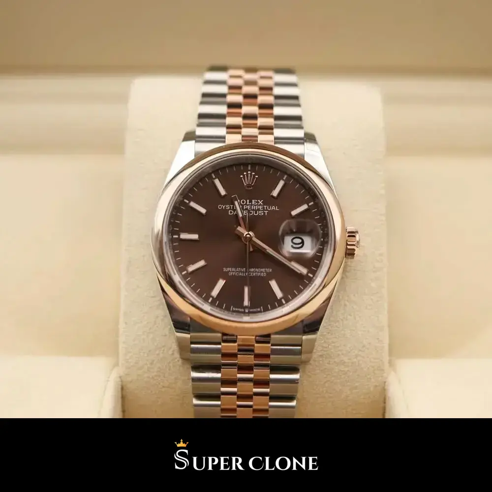 Rolex Datejust 126201 replica, esfera chocolate, vista 4
