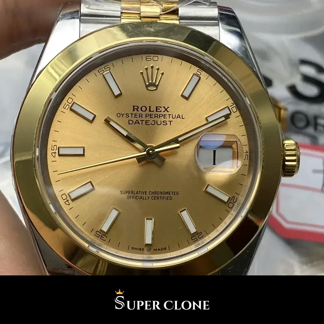 Rolex Datejust 126203 replica, corona enroscada de oro