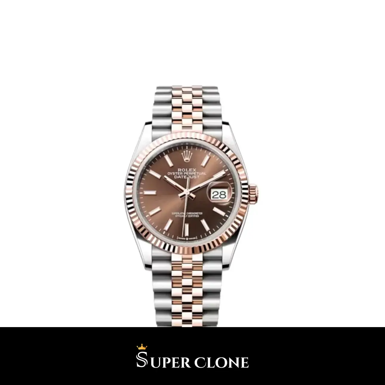 Datejust 126231 réplica automática japonesa esfera chocolate — vista frontal