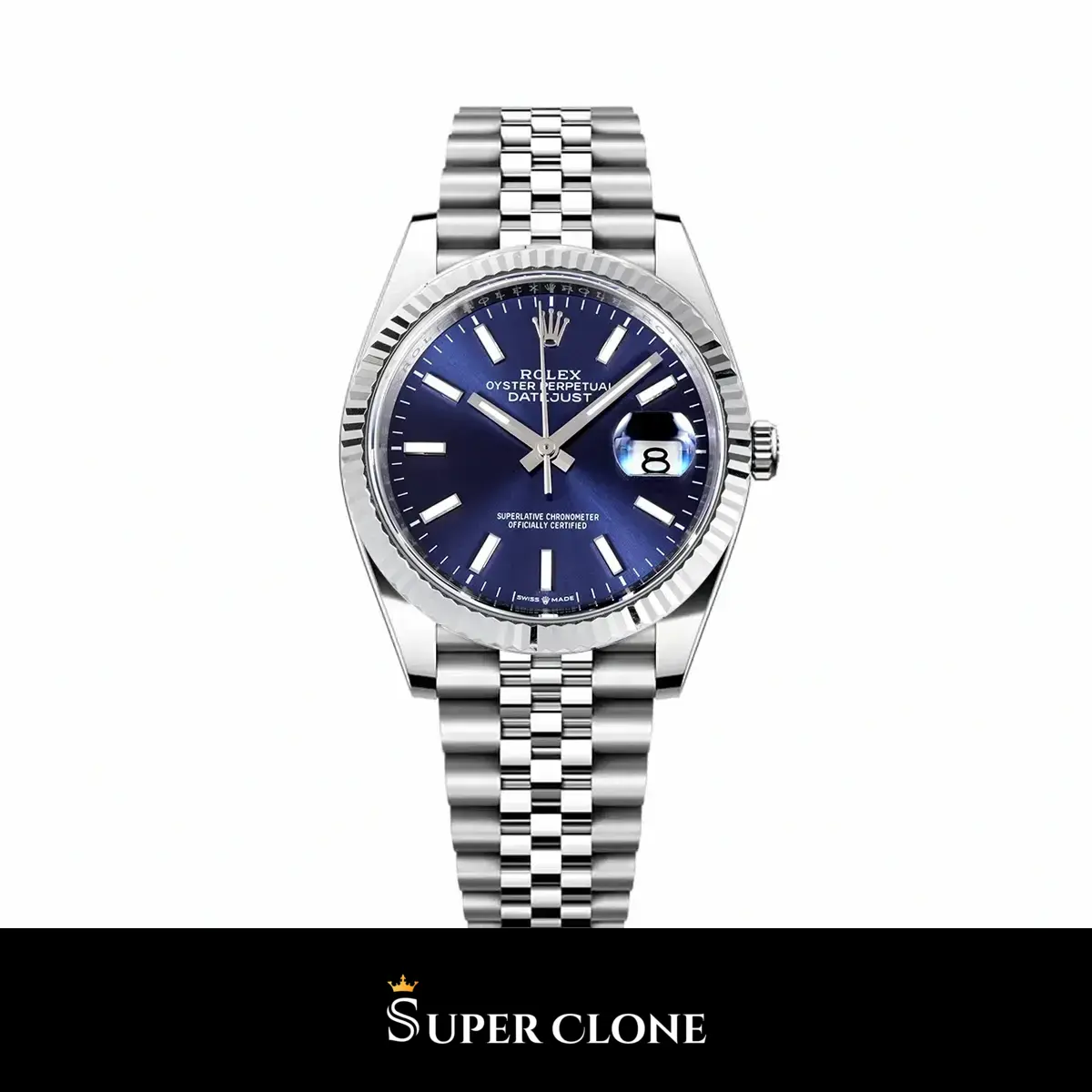 Rolex Datejust 126234 esfera azul con bisel estriado réplica