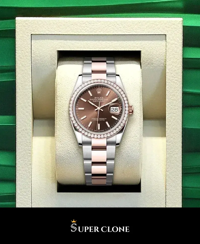 Rolex Datejust 126281RBR replica, bisel engastado en diamantes