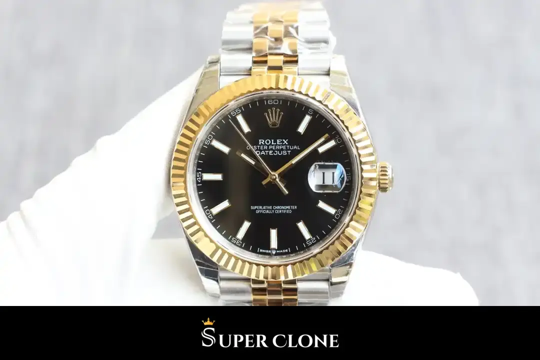 Rolex Datejust 126333 41mm Rolesor de acero y oro amarillo con esfera negra réplica