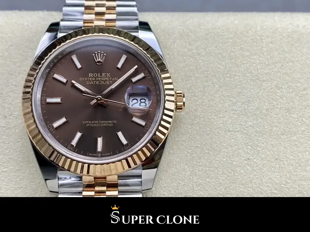 Rolex Datejust 126331 41mm en Rolesor Everose con esfera chocolate réplica