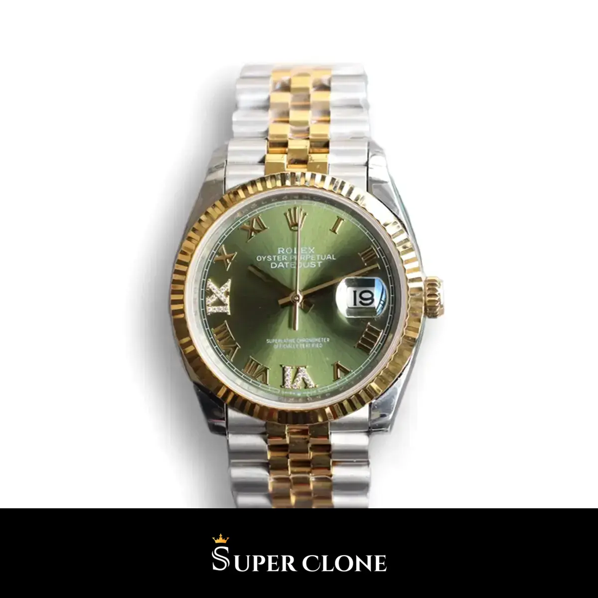 Rolex Datejust 126333 41mm de acero y oro amarillo con esfera verde réplica