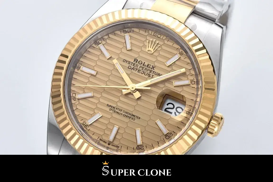 Rolex Datejust 126333 réplica champán, cierre del brazalete