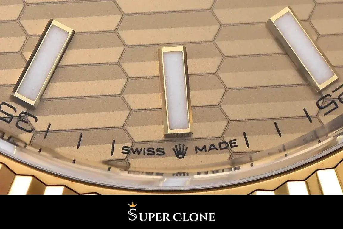 Rolex Datejust 126333 réplica champán, vista en la muñeca