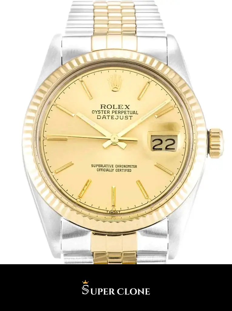 Rolex Datejust 16013 réplica oro bicolor, detalle de esfera