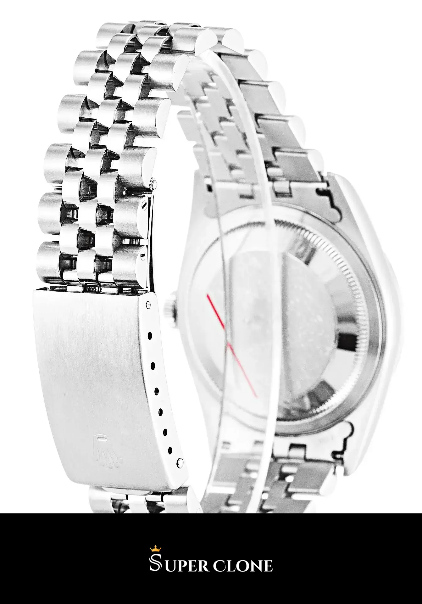 Rolex Datejust 16220 replica, esfera plateada, vista 5