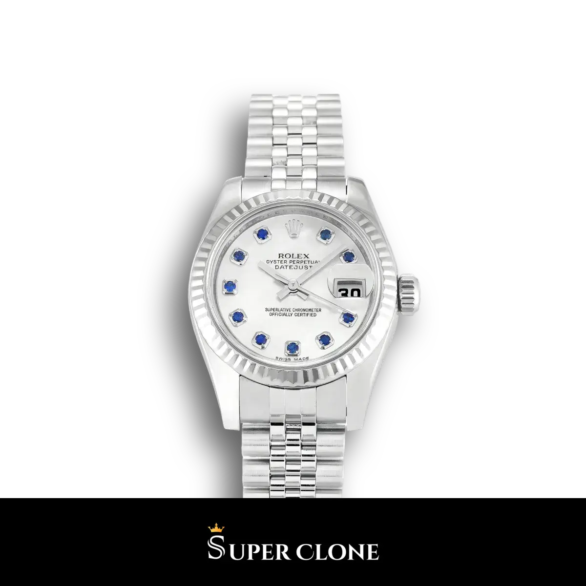 Rolex Datejust 179174 réplica Miyota esfera blanco — vista frontal