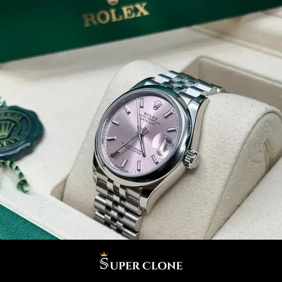 Rolex Datejust 278240 replica rosa, perfil lateral