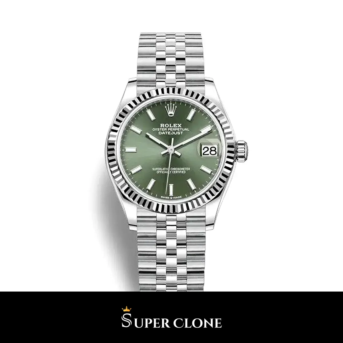 Rolex Datejust 278274 réplica esfera verde menta — vista frontal