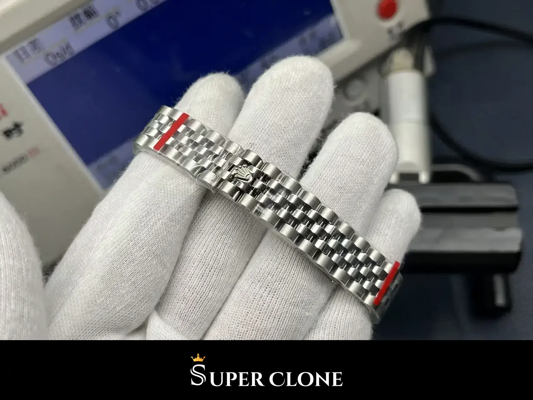 Rolex Datejust 278274 replica, detalle del caseback, azul