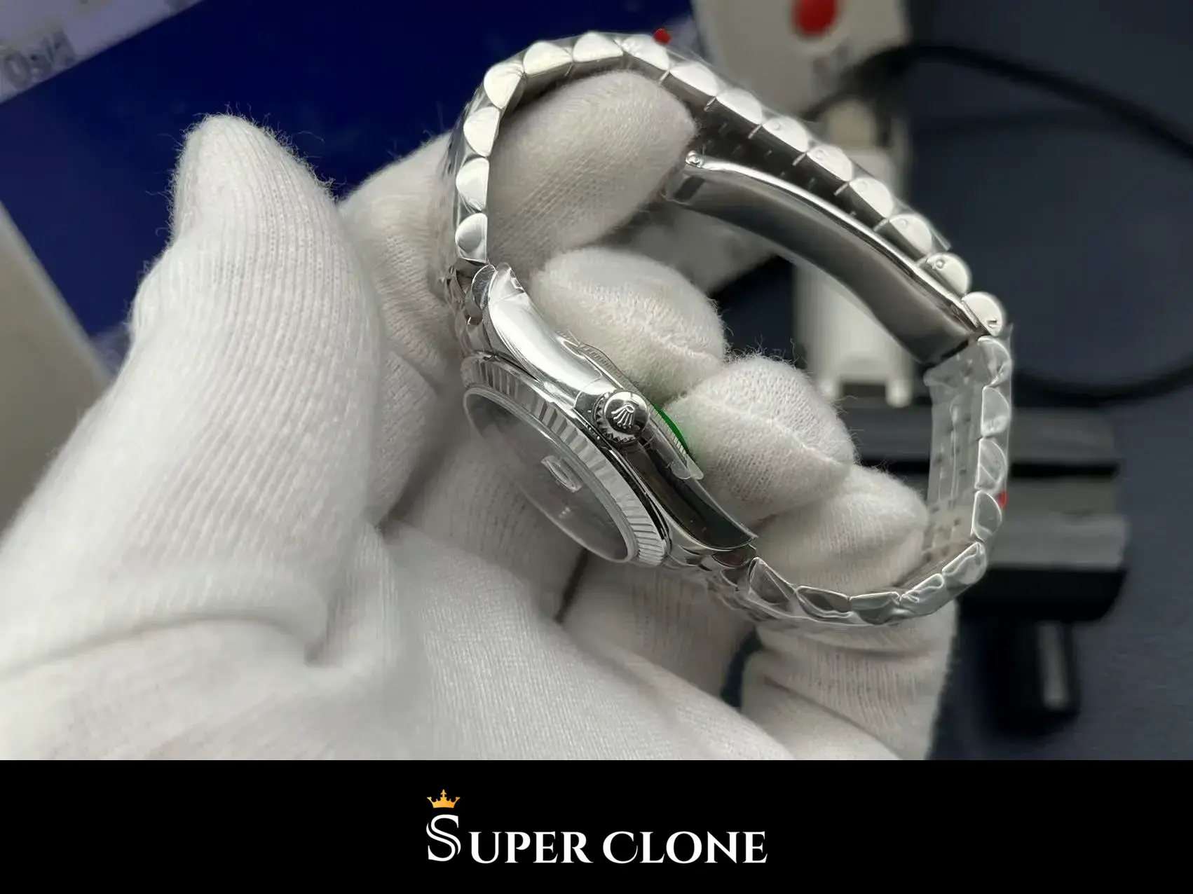 Rolex Datejust 278274 replica, foto en la muñeca, azul